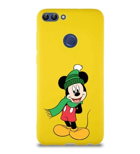 Huawei P Smart Soft Premier Kapak Mickey Mouse-G Tasarımlı Silikon Kılıf - Sarı (Şeffaf)