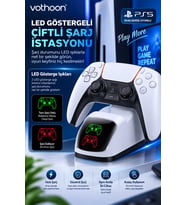PS5 DualSense Uyumlu Çiftli Şarj İstasyonu Hızlı Şarj Standı LED Şarj Göstergeli