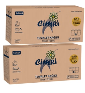 Rulopak Cimri Tuvalet Kağıdı 2 Katlı 6’lı Paket 166 Metre %100 Selüloz x 2 Koli (R-2604)