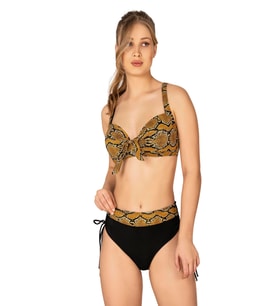 Endeep Kadın Büyük Beden Balenli Destekli Yılan Desenli Bikini Takımı