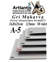 A5 Mukavva Gri 2.5 mm 10 Adet 1 Paket 14,8x21 cm A-5 Mukavva 2,5 mm Kalınlığında A-5 Mukavva