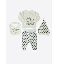 Organik Panda 4'lü Zıbın Set Ekru