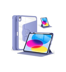 iPad Air 11 inç 2024 M2 Çipli 6.Nesil Uyumlu 360° Dönebilen Standlı Pino Tablet Kılıfı (Mor)
