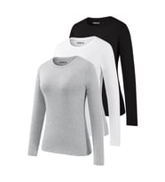 Kadın 3'lü Basic Uzun Kollu Tişört Sporcu Body T-shirt Ekonomik Paket