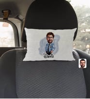 BK Gift Kişiye Özel İsimli Erkek Polis Karikatürlü Dikdörtgen Araç Koltuk Yastığı-1