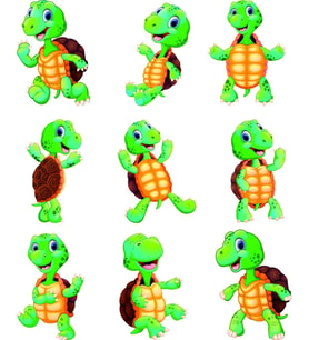Sevimli Kaplumbağa Sticker Set 9 Parça Telefon, Tablet, Defter, Laptop Sticker