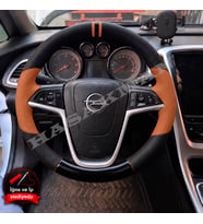 Opel Zafira C Tourer Dikme Direksiyon Kılıfı Delikli Deri Parlak Siyah Taba Detay Çift Yüzük ve Dikiş 2011-2016