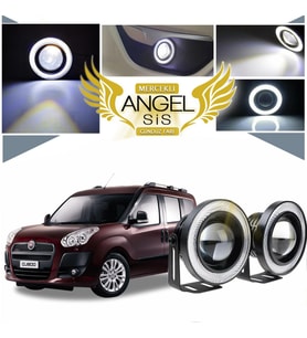 Fiat Doblo D3 Uyumlu, Universal Mercekli Led Angel Sis Farı, 76mm Beyaz Renk