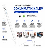 Manyetik Şarjlı Stylus Kalem Type-C Şarjlı Tablet Kalemi Hassas Uçlu Dokunmatik Kalem