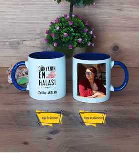 Halaya Hediye Kupa Bardak Lacivert Fotoğraflı Halaya Doğum Günü Hediyesi