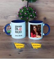 Halaya Hediye Kupa Bardak Lacivert Fotoğraflı Halaya Doğum Günü Hediyesi