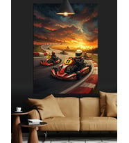 Go Kart Yarışı Dekoratif Kanvas - Mdf Ahşap Tablo