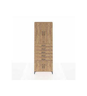 Arges Dolap 3 Raflı 5 Çekmeceli 4 Kapaklı 88x30x243 Çam-Çam