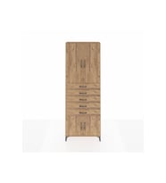 Arges Dolap 3 Raflı 5 Çekmeceli 4 Kapaklı 88x30x243 Çam-Çam