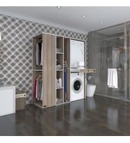 Kenzlife çamaşır-kurutma makinesi dolabı ve giysi dolabı çekmeceli attar sol crd 187*160*60  banyo (Beyaz)
