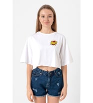 Big Bang Theory Bang Logo Beyaz Kadın Crop Tshirt