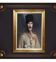 Altın Varaklı Çerçeveli Paspartulu Atatürk Tablo TR0814 (Gold)