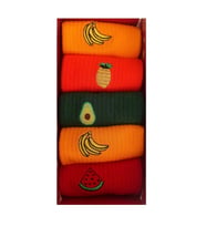 Meyve Işlemeli Çoraplar, Sevimli Çoraplar, Nakışlı Çoraplar, Unisex Çoraplar 5 Çift No:3 Karışık Renk 36 - 40 Beden (Çok Renkli)