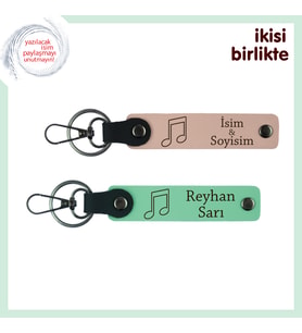 Ruhunun Müziğini Üzerinde Taşı, Kişisel İsimli Deri Anahtarlık Takımı, Yavru Ağzı-Açık Yeşil