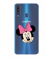 Samsung Galaxy A20s  Kapak Minnie Mouse Tasarımlı Şeffaf Silikon Kılıf