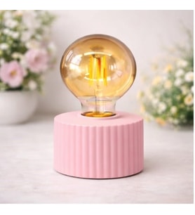 Dekoratif  Retro Ampül Tasarımlı Masa Lambası (Pembe)