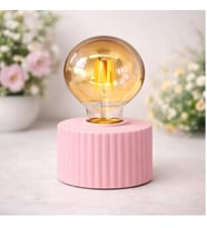 Dekoratif  Retro Ampül Tasarımlı Masa Lambası (Pembe)