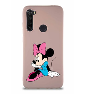 Xiaomi Redmi Note 8 Soft Premier Kapak Minnie Mouse-E Tasarımlı Silikon Kılıf - Pudra (Şeffaf)