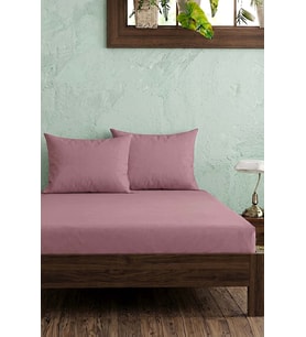 Gül Kurusu Ranforce Pamuklu Çift Kişilik Lastikli Çarşaf Seti - 3 Parça - 160x200 cm