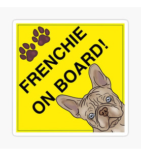 Arabada Frenchchıe Köpek Var Araç Sticker Etiket 19CM md2