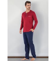 DoReMi 2 Parça Erkek Soft Doğal Pamuk Pijama Takımı (Bordo)