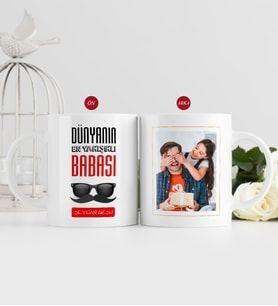 BK Gift Kişiye Özel Babalar Günü Hediyesi Fotoğraflı Kupa Bardak-51 (Beyaz)