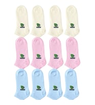 Kadın Bambu Dikişsiz Patik Çorap 12'li Paket - Yumuşak, Nefes Alan, Nem Emici Kısa Konç Günlük Çorap - Krem, Mavi, Pembe — BEDEN: 36-40, RENK: Çok Renkli 12 li