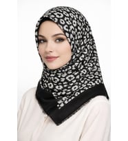 Emprime Koton Eşarp -  Siyah / Beyaz-6292 (Siyah - Beyaz)