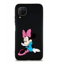Huawei P40 Lite Soft Premier Kapak Minnie Mouse-E Tasarımlı Silikon Kılıf - Siyah (Şeffaf)