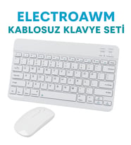 Kablosuz Bluetooth Klavye + Mouse Seti (iOS / Android / Windows Uyumlu) (Pamuk Beyaz)
