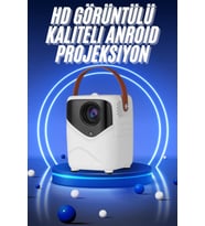 Portatif HD Projeksiyon Cihazı, Bluetooth, Wi-Fi, Android İşlemcili