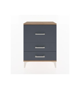 Arges Komodin 3 Çekmeceli 60x30x80 Çam-Antrasit