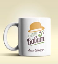 Kişiye Özel Canım Babam 2 Tasarımlı Beyaz Kupa Bardak