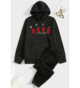 Unisex Bhvr Baskılı Eşofman Takımı (Siyah)