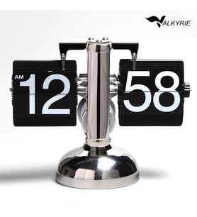 Valkyrie Retro Metanik Yaprak Saat Ev Ofis Masa Saati Paslanmaz Çelik Tek Bacak Siyah