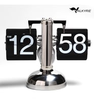 Valkyrie Retro Metanik Yaprak Saat Ev Ofis Masa Saati Paslanmaz Çelik Tek Bacak Siyah