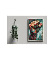 Yumruk Temalı Çerçeveli Posteri (32X47 cm ÇERÇEVELİ) (Siyah-Gri)