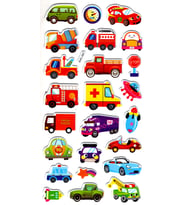 Sticker Kabartmalı Stiker Çıkartma Etiket (XHC067)-18x9 cm- Sevimli Arabalar