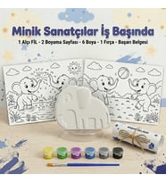 Çocuk Alçı Boyama Seti Fil Boyama Seti Eğitici Çocuk Aktivite Seti Hobi ve Sanat Etkinliği 2 A4 Boyama Sayfası Hediyeli