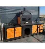 OUTDOOR KİTCHEN 4 KAPAKLI TEZGAHLI FIRINLI BARBEKÜ&ŞÖMİNE&MANGAL