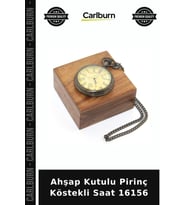 Özel Üretim Antika Hediye Dekoratif Klasik Ahşap Kutulu Pirinç Köstekli Saat 16156