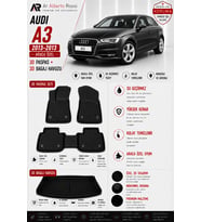 AUDI A3 2013-2013 Araca Özel 3D Paspas + 3D Bagaj Havuzu