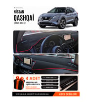 NİSSAN QASHQAI (2021-2024) Uyumlu Torpido Örtüsü Torpido Kılıfı - Siyah Kırmızı