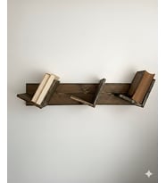 Doğal Ahşap Kitaplık, Dekoratif Tasarım Ahşap Vintage Kitaplık (Ceviz)