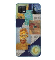 Oppo A15 / A15S Uyumlu Vincent van Gogh Kolaj Desenli Şeffaf Telefon Kılıfı